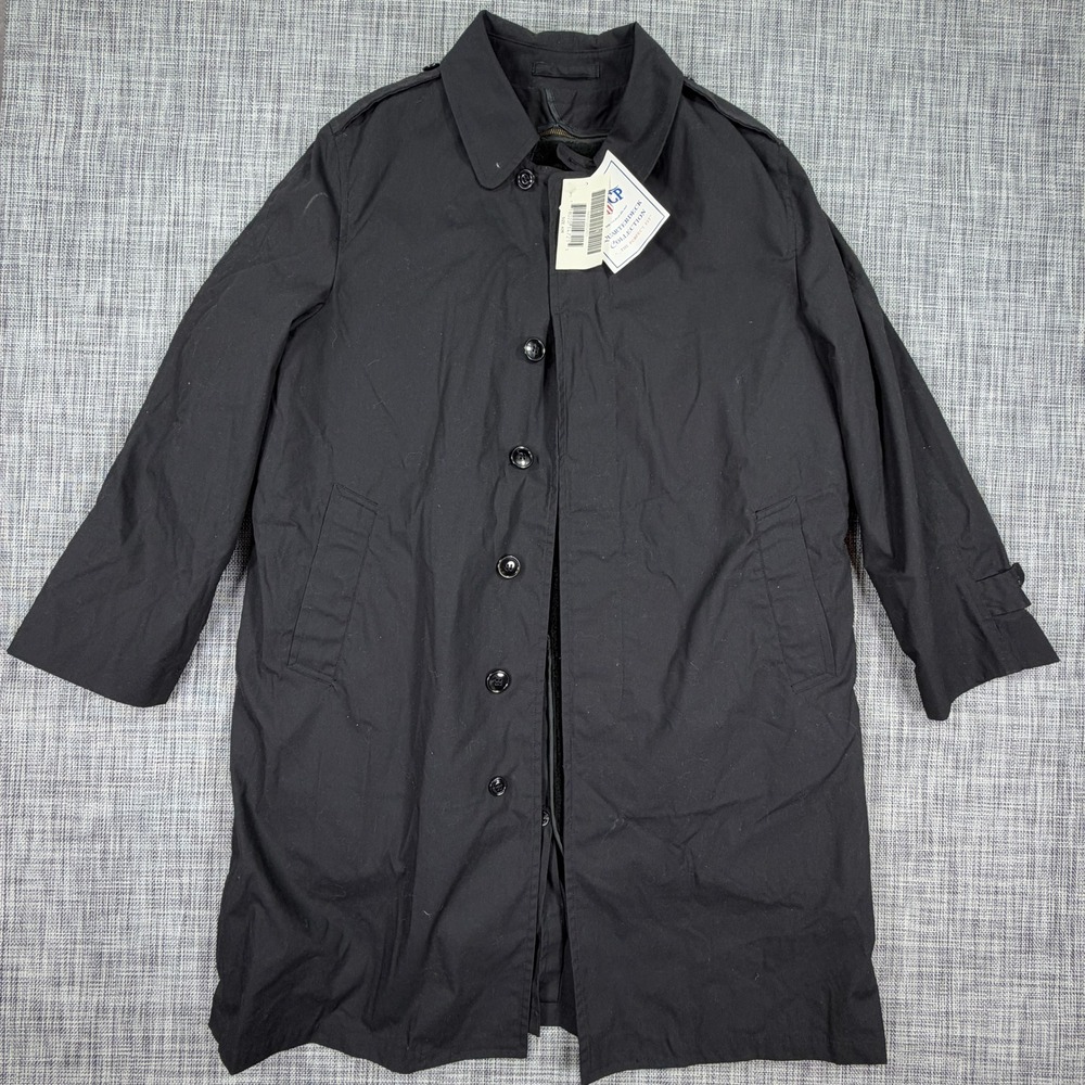 DSCP Quarterdeck Mens 40R Black US Navy Military Trench Coat Removable Liner NWT